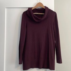 Loft Cowl Neck Tunic in Dark Wine Color Size L
